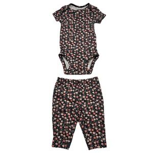 Carters Child of Mine Baby Girl Floral Bodysuit and Pants Set 0-3M Navy Pink